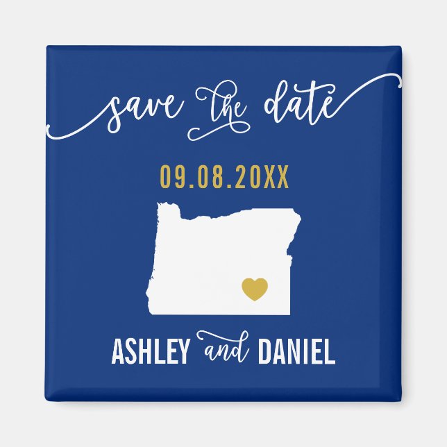 Aimant Marine Oregon Wedding Enregistrer la Carte de la d (Devant)