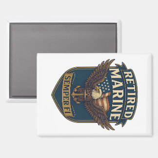 Aimant Marine Semper Fi à la retraite sur aigle & drapeau