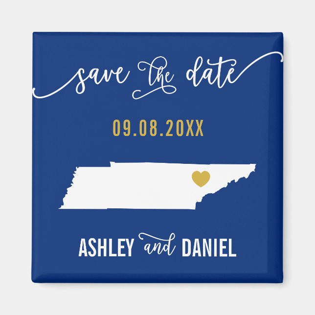 Aimant Marine Tennessee Wedding Enregistrer la carte de l (Devant)