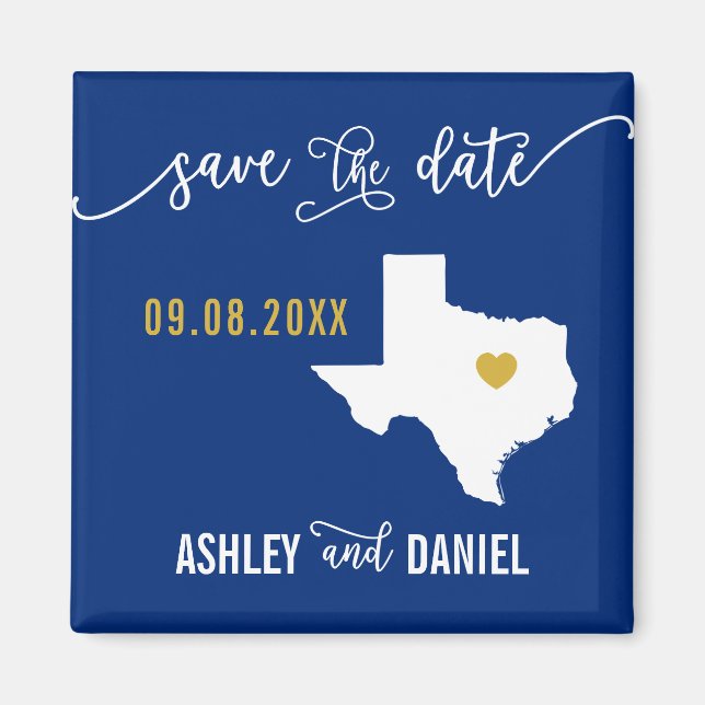 Aimant Marine Texas Wedding Enregistrer la carte de date (Devant)