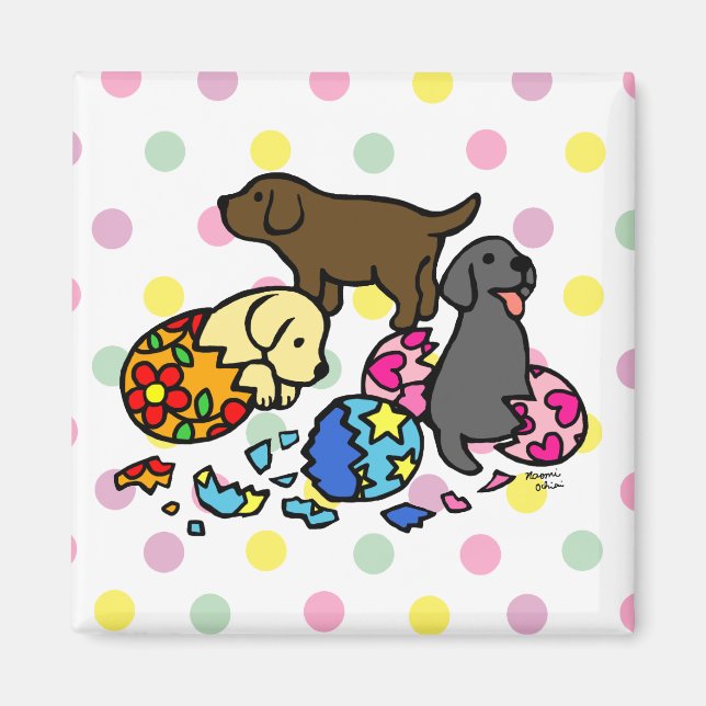 Aimant Marionnettes Labrador des Pois d'oeufs (Devant)