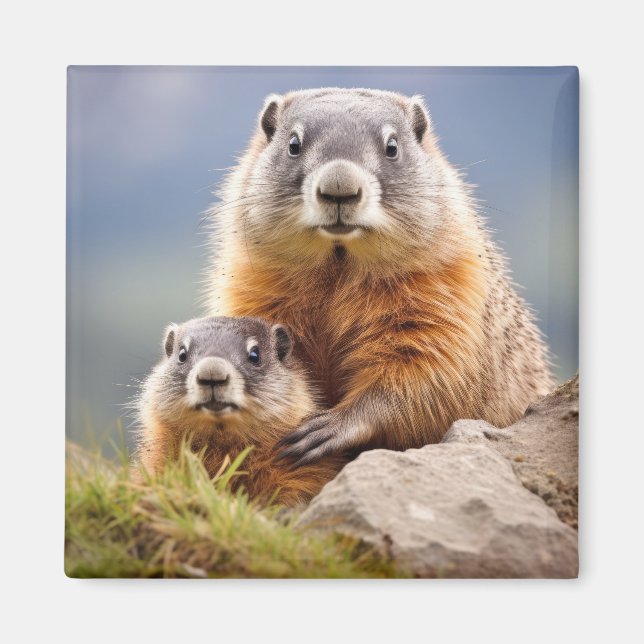 Aimant Marmotte Animal sauvage Beauté Liberté Amour sauva (Devant)