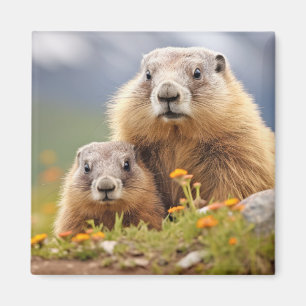 Aimant Marmotte Animal sauvage Beauté Liberté Amour sauva