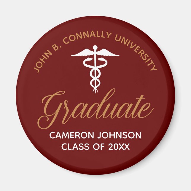 Aimant Maroon Gold Médicale School Graduation Keepsaké (Devant)