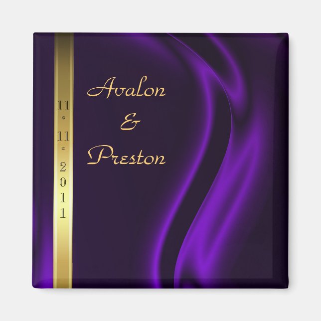 Aimant Marquis Purple Silk Gold Enregistrer La Date Magne (Devant)