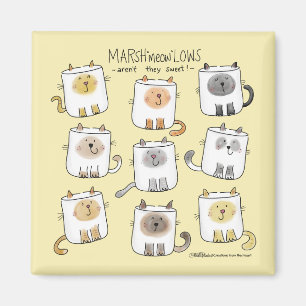 Aimant MARSHmeowLOWS Jeu de mots fantasques Chat Marshmal