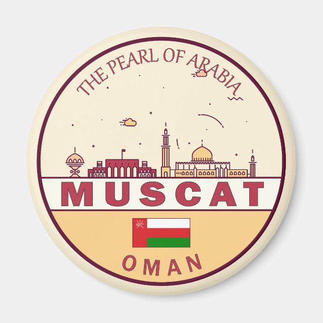 Aimant Mascate Oman City Skyline Emblem (Devant)