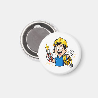 Aimant Mascotte énergique d'électricien éclair dessin ani