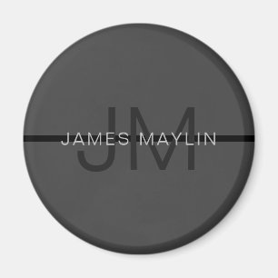 Aimant Masculine élégant gris foncé Nom et monogramme