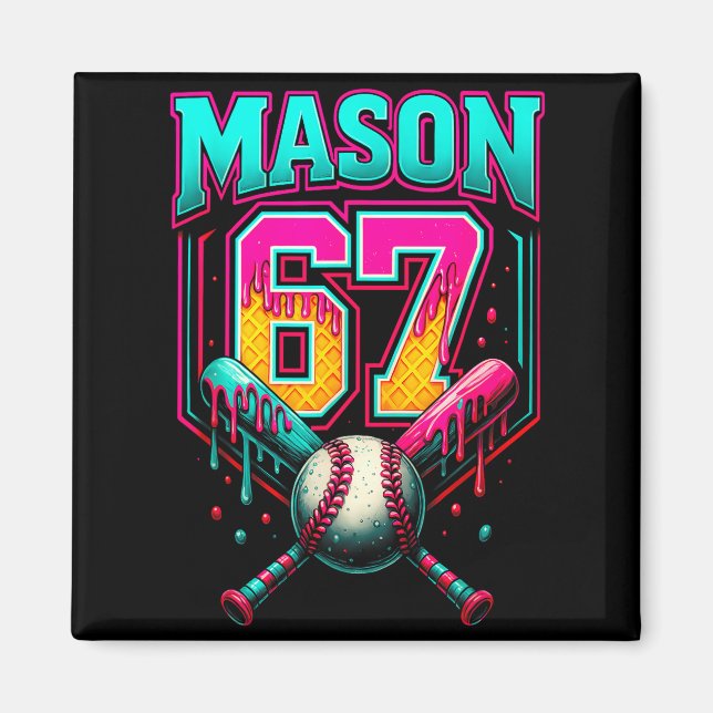 Aimant Mason 67 Funny Ice Cream Drip Baseball Ice Cream D (Devant)