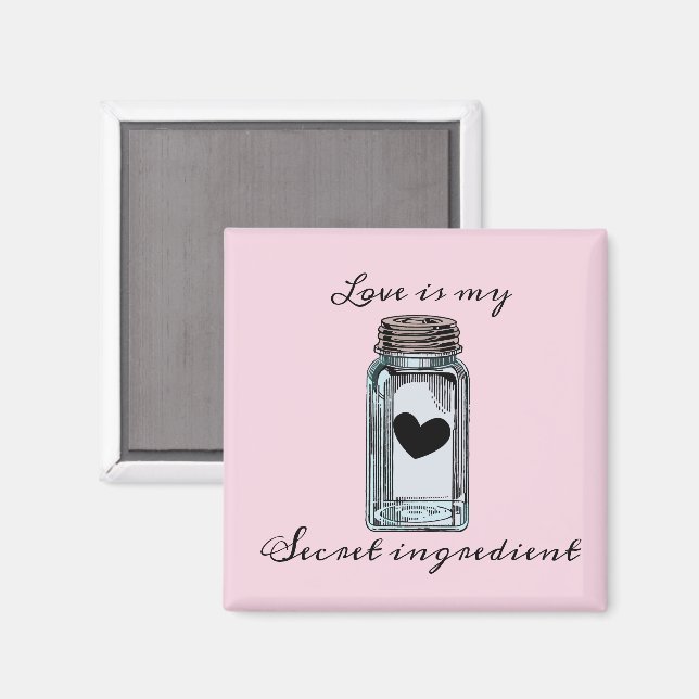 Aimant Mason Jar Canning Love is my Secret Ingredient (Recto/Verso)