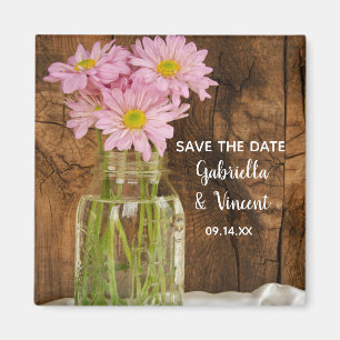 Aimant Mason Jar Daisies roses Mariage de la grange Enreg