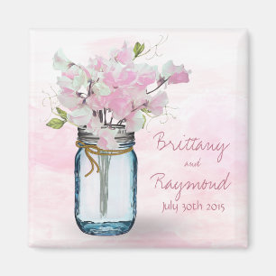 AIMANT MASON JAR WATERCOLOR ROSE POIS DOUX