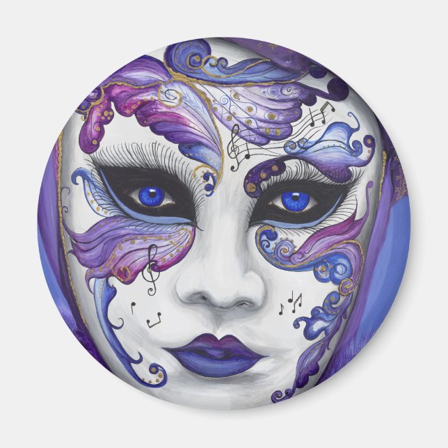 Aimant Masque de carnaval pourpre par PSOVART (Devant)