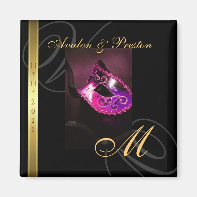 Aimant Masque en torse rose Enregistrer l'aimant de date (Devant)