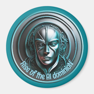 Aimant Masque robotique bleu - Montée de l'AI dominioN