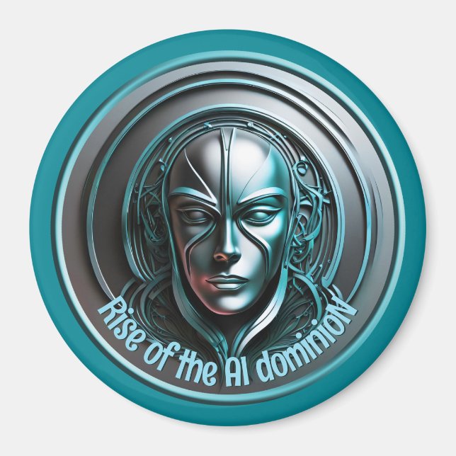 Aimant Masque robotique bleu - Montée de l'AI dominioN (Devant)