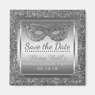 Aimant Masquerade Costume Party Enregistrer la date Glam