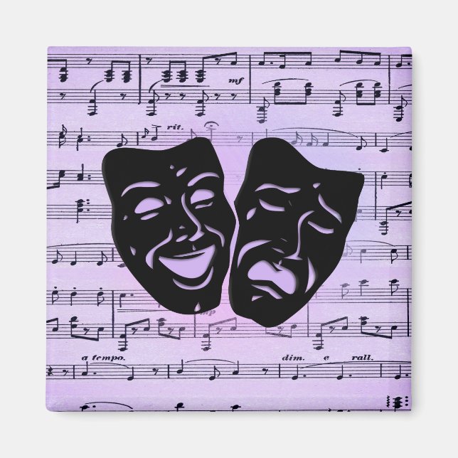 Aimant Masques de musique et de théâtre violets (Devant)