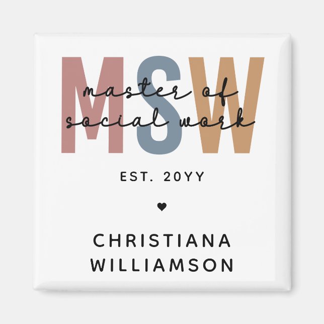 Aimant Master en travail social en MSW (Devant)