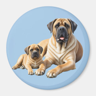 Aimant Mastiff Dogue anglaise avec enfant en vacances