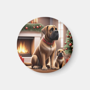 Aimant Mastiff Dogue de Noël Cheminée