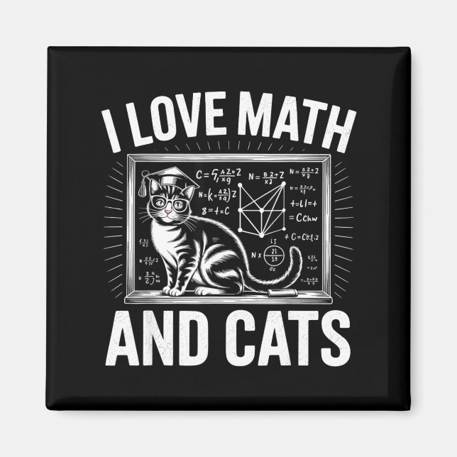 Aimant Math Cat Lover Funny Math Teacher I Love Math And  (Devant)