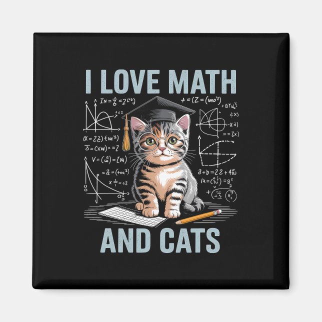 Aimant Math Cat Lover Funny Math Teacher I Love Math And  (Devant)