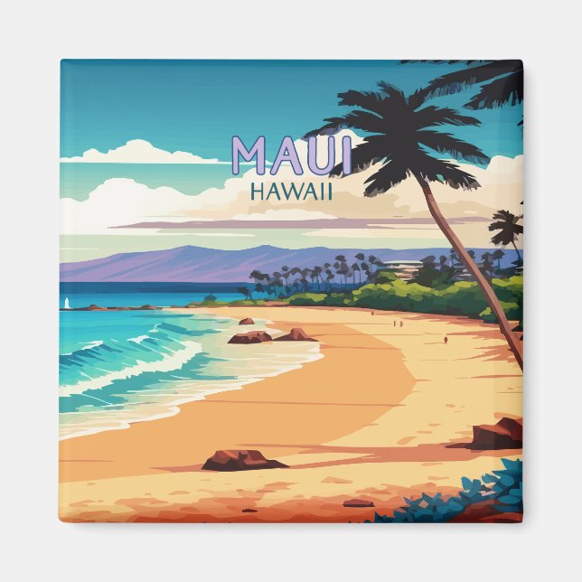 Aimant Maui Hawaii Kaanapali Beach Rétro Vintage (Devant)