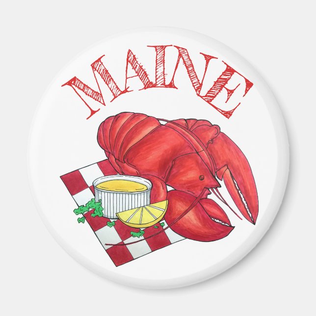 Aimant ME Maine Lobster Shack Dîner de fruits de mer Roug (Devant)