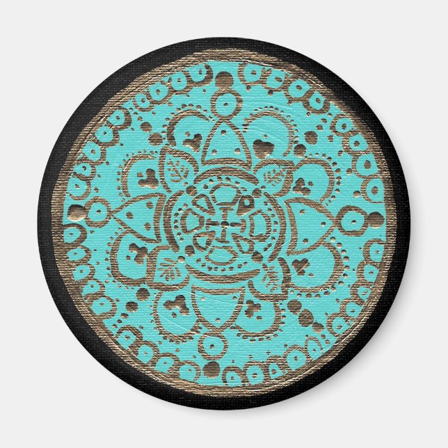 Aimant Médaille d'or et de turquoise (Devant)