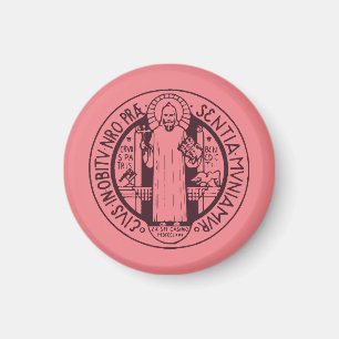 Aimant Médaille Symbole de Saint Benoît Minimaliste Art