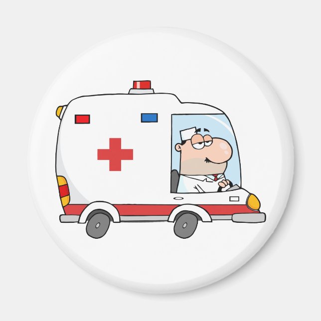 Aimant Médecin Ambulance au volant (Devant)