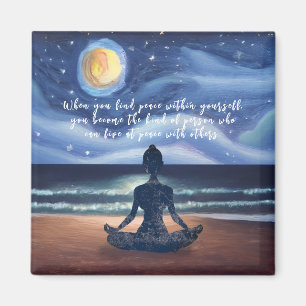 Aimant Méditation Yoga paisible Lune Sky Ocean Beach