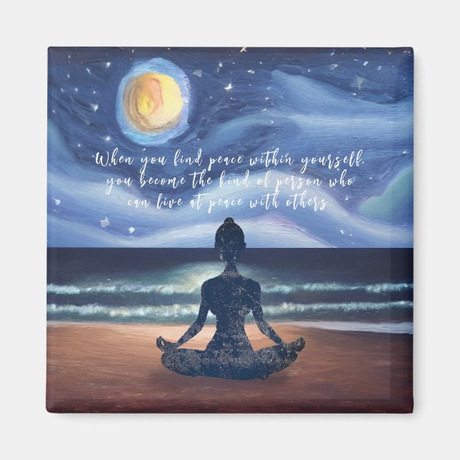 Aimant Méditation Yoga paisible Lune Sky Ocean Beach (Devant)