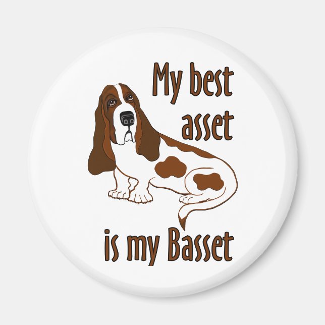 Aimant Meilleur Actif Basset Hound Dog Drôle Devis (Devant)