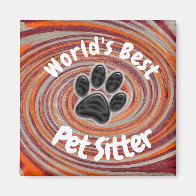 Aimant Meilleur Animaux de compagnie Sitter Empreinte de  (Devant)