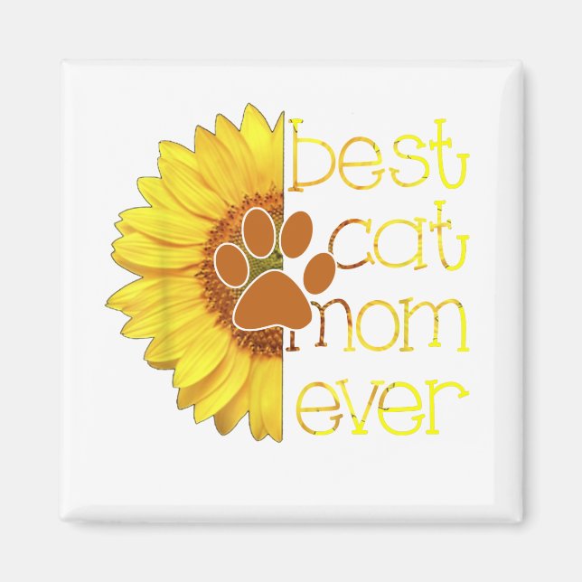 Aimant Meilleur Chat Maman Ever Chat Maman Fleur de solei (Devant)