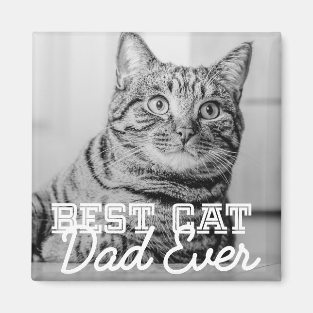 Aimant Meilleur Chat Papa Jamais Moderne Personnalisé Pho (Devant)