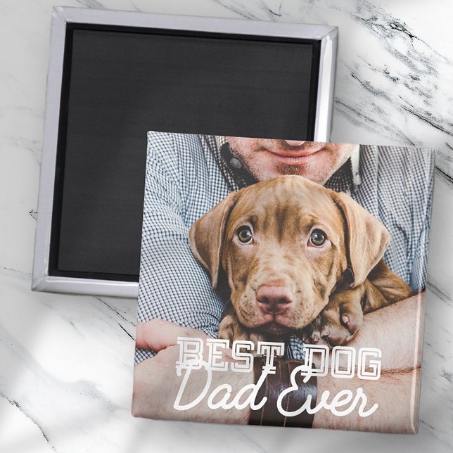 Aimant Meilleur Chien Papa Jamais Moderne Personnalisé An (Créateur téléchargé)