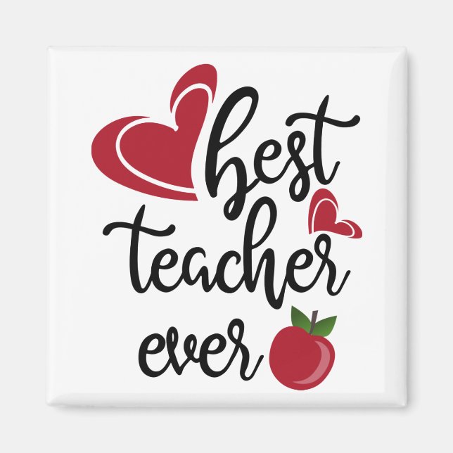 Aimant Meilleur enseignant jamais typographie (Devant)