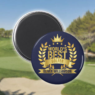Aimant Meilleur golfeur du monde Navy Blue et Or 5 étoile