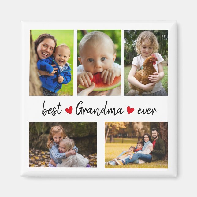 Aimant Meilleur Grand-Mère Jamais 5 Photo Personnalisée (Devant)