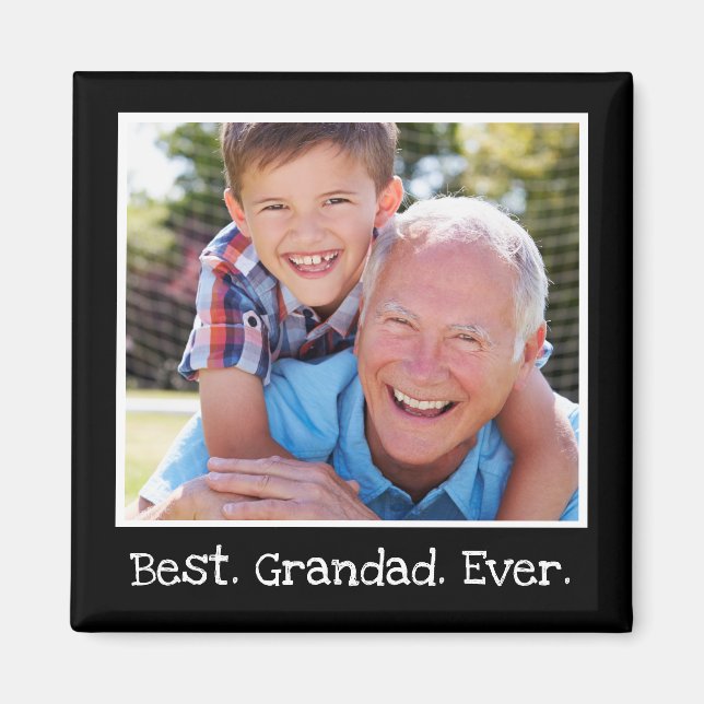 Aimant Meilleur Grand-Père Jamais Photo Personnalisé Noir (Devant)