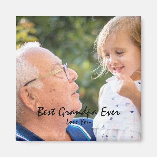 Aimant Meilleur Grand-Père Jamais Photo Personnalisée Gra (Devant)
