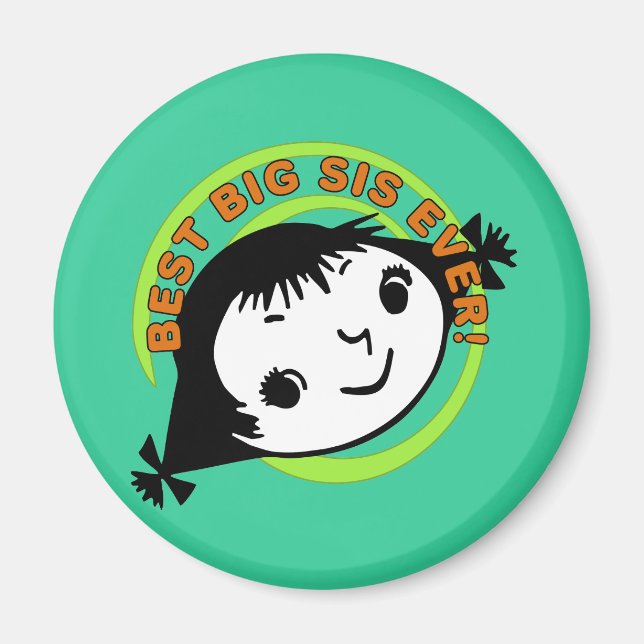 Aimant Meilleur Grand Sis Rétro (Devant)