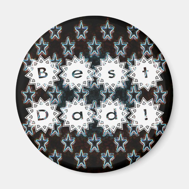 Aimant Meilleur papa avec les étoiles de néon (Devant)