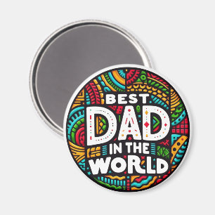 Aimant Meilleur Papa du Monde - Mosaïque Arc-en-ciel Vibr