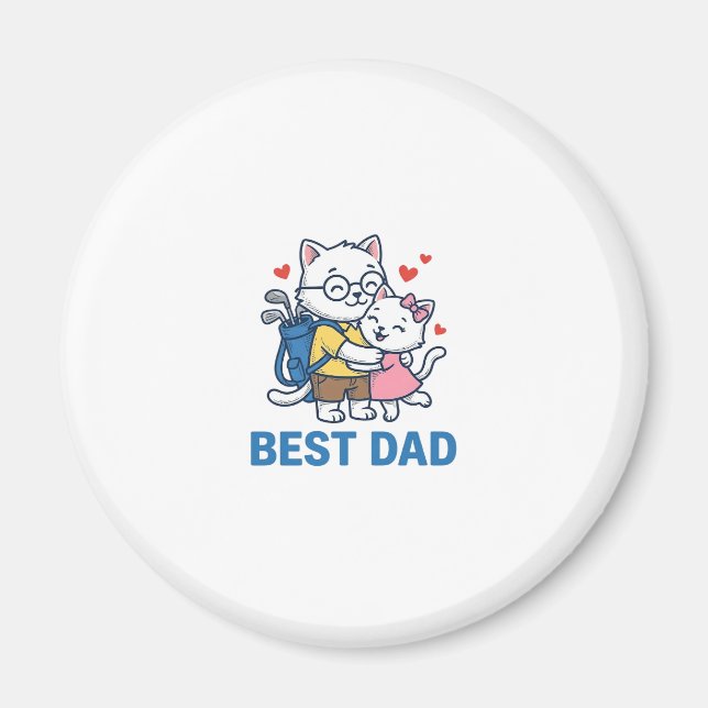 Aimant Meilleur Papa Golf Chat Câlin Mignon Design Vector (Devant)