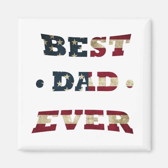 Aimant meilleur papa jamais avec nous drapeau américain (Devant)